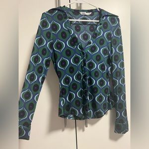 Zara M Retro Peacock Shirt w/ Collar